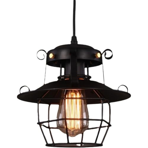 E27 Hängelampe, Durchmesser 23CM Schwarz Industrial Vintage Hänge & Pendelleuchten, Mini American Rustic Decoration Droplight für Küche Insel Foyer Flur Schlafzimmer Eingang E27 Hängelampe, Durchmesser 23CM Schwarz Industrial Vintage Hänge & Pendelleuchten, Mini American Rustic Decoration Droplight für Küche Insel Foyer Flur Schlafzimmer Eingang von Hobaca