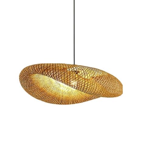 E27 Kreative japanische Hängelampen Bambuswelle Hut Kronleuchter. Ideal für Teehäuser, Hotelinterieurs, Restaurants und Wohnräume. Durchmesser 40 cm, Höhe 25 cm von Hobaca