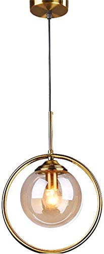 Hobaca® E27 Kreis Kupfer Gold Bernstein Glas nordisch Modern Pendelleuchte Hängelampe Küchenleuchte Esszimmer Hanglamp Wohnzimmer von Hobaca