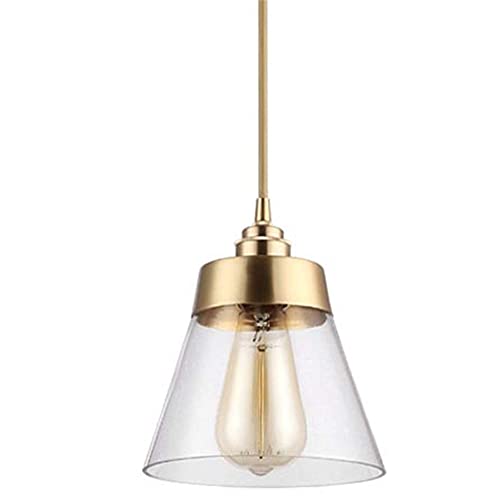 Hobaca E27 Gold Kupfer Modern Nordisches Glas Pendelleuchte Hängelampenschirm Messing-Kronleuchter Leuchten zum Küche Insel Esszimmer Lichter Hanglampe von Hobaca