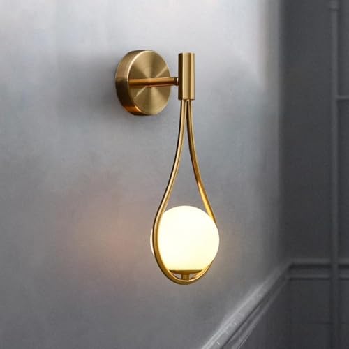 Hobaca G9 Glaskugel LED Wandleuchte Innen, Moderne Industrieleuchte, Wandleuchte Gold, Retro Wandlampe mit Glasglobe für Schlafzimmer, Wohnzimmer & Badezimmer von Hobaca