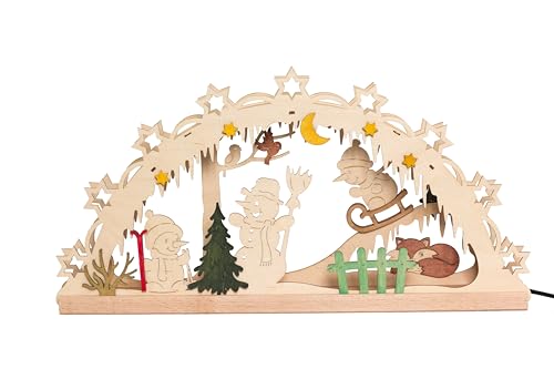 Drechslerei Kuhnert - Hobaku Bastelset - Schwibbogen/Lichterkranz - Motiv: Schneemann - Dekoration aus Holz zum Zusammenbauen - Maße: ca. 40 x 20 x 5 cm - Made in Germany von Hobaku HOLZ - BASTELN - KUHNERT