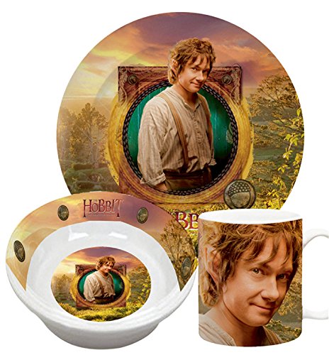 Hobbit 33347-3-teilig Set aus Keramik: 2 Teller und 1 Tasse, Geschenkpackung von Joytoy