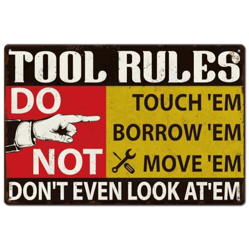 Hobbspring 1 Stück Lustiges Tool Rules Don'T Garage Decor 30x20cm Metallblechschild Für Die Garage Vintage Wandkunst Dekoration Mit 4 vorgebohrten Löchern Für Die Wanddekoration In Der Bar Hobbspring 1 Stück Lustiges Tool Rules Don'T Garage Decor 30x20cm Metallblechschild Für Die Garage Vintage Wandkunst Dekoration Mit 4 vorgebohrten Löchern Für Die Wanddekoration In Der Bar von Hobbspring