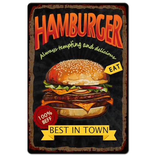 Hobbspring 1 Stück Vintage Metallblechschild 20x30cm Retro Eisen Hamburger Schild Rostoptik Immer Verlockend Und Lecker Hamburger Blechposter Für Restaurant Fast Food Laden Wanddekoration Hobbspring 1 Stück Vintage Metallblechschild 20x30cm Retro Eisen Hamburger Schild Rostoptik Immer Verlockend Und Lecker Hamburger Blechposter Für Restaurant Fast Food Laden Wanddekoration von Hobbspring