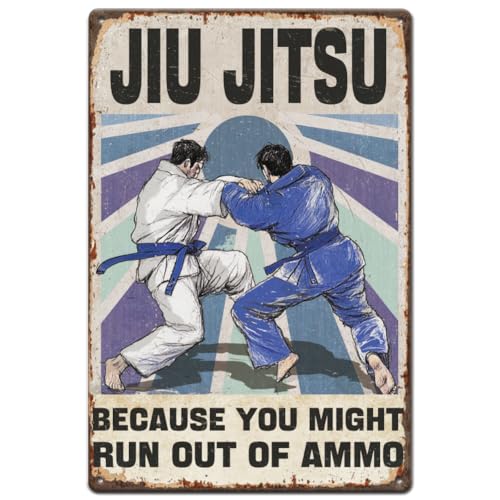 Hobbspring 1 Stück Vintage Metallblechschild 20x30cm Retro Jiu Jitsu Schild Rostiger Look Because You Might Run Out Of Ammo Poster Für Zuhause Büro Jūjutsu Fitnessstudio Bar Café Garten Wanddekoration von Hobbspring