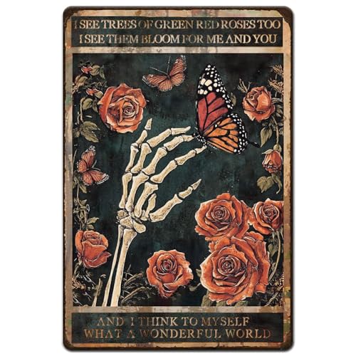 Hobbspring 1 Stück Vintage Metallblechschilder 20x30cm Retro Totenkopf Blumenschilder What A Wonderful World Poster Mit 4 vorgebohrten Löchern Für Wohnzimmer Kaffee Büro Zuhause Wanddekoration Hobbspring 1 Stück Vintage Metallblechschilder 20x30cm Retro Totenkopf Blumenschilder What A Wonderful World Poster Mit 4 vorgebohrten Löchern Für Wohnzimmer Kaffee Büro Zuhause Wanddekoration von Hobbspring