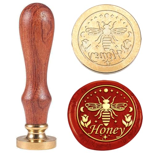 Hobbspring 1 Stück Wachs Siegelstempel Mit Kleiner Biene Vintage Tier Wachs Siegelstempel 25mm Abnehmbarer Messingkopfstempel Mit Holzgriff Für Umschläge Dekoration Zurück zur Schule von Hobbspring