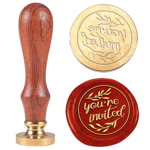 Hobbspring 1 Stück Wörter Wachssiegelstempel You'Re Invited Sätze Siegelwachsstempel 25mm Abnehmbarer Messingstempelkopf Mit Holzgriff Für Umschläge Dekor Zurück zur Schule von Hobbspring