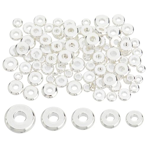 Hobbspring 100 Stück Flache Runde Abstandsperlen 5 Stile 925 Sterling Silber Plattierte Abstandsperlen Glatte Scheiben Lose Messingperlen Für Schmuck Halsketten Armbänder Ohrringe DIY Handwerk Hobbspring 100 Stück Flache Runde Abstandsperlen 5 Stile 925 Sterling Silber Plattierte Abstandsperlen Glatte Scheiben Lose Messingperlen Für Schmuck Halsketten Armbänder Ohrringe DIY Handwerk von Hobbspring
