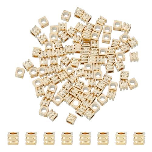 Hobbspring 100 Stück Messing Abstandshalterperle Dreieck Perlen Metall Perlen Echte 24 Karat Vergoldete Abstandsperlen 2.5mm Stapelbare Loseperlen Mit Kleinemloch Für Die Herstellung von Hobbspring