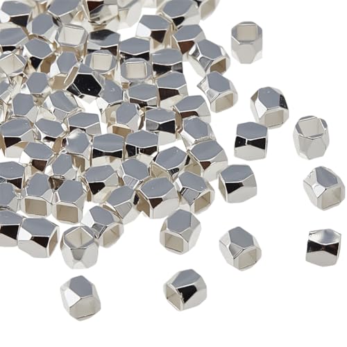 Hobbspring 100 Stück Säulen Abstandsperlen Echte Platinierte Abstandsperlen Glatte Säule Facettierte Messing Loseperle Für Schmuck Halsketten Armbänder Ohrringe Herstellung von DIY Bastelarbeiten von Hobbspring
