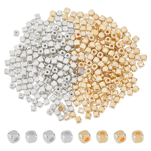 Hobbspring 400 Stück Goldene Und Silberne Abstandsperlen 2 Farben Kleine Quadratische Perlen 4mm Kleine Würfel CCB Kunststoffperlen Für Schmuck Halsketten Armbänder Ohrringe Herstellung von Handwerk Hobbspring 400 Stück Goldene Und Silberne Abstandsperlen 2 Farben Kleine Quadratische Perlen 4mm Kleine Würfel CCB Kunststoffperlen Für Schmuck Halsketten Armbänder Ohrringe Herstellung von Handwerk von Hobbspring