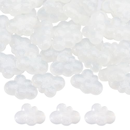Hobbspring 50 Stück Mini Cabochons Aus Kunstharz Wolken Cabochon Weißer Regenbogen Schillernde Beschichtung Kunstharz Cabochons Für DIY Schmuck Haarnadeln Scrapbooking Verzierungen Für Handyhüllen von Hobbspring