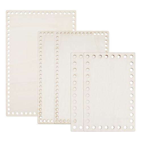 Hobbspring 5Pcs hölzerne häkeln Korb Basis 3 Arten Rechteck Korb Weben Zubehör mit 6mm Löcher hölzernen Korb Boden für Home Decor Handwerk handgemachte Korb Tasche Garn Machen von Hobbspring