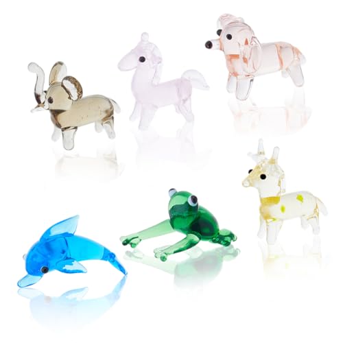 Hobbspring 6 Stück Mundgeblasene Glasfiguren Miniatur Tierglasdekor Buntes Glastier Frosch Sikahirsch Elefant Fabeltier Delfin Hund Für Die Heimdekoration Hobbspring 6 Stück Mundgeblasene Glasfiguren Miniatur Tierglasdekor Buntes Glastier Frosch Sikahirsch Elefant Fabeltier Delfin Hund Für Die Heimdekoration von Hobbspring