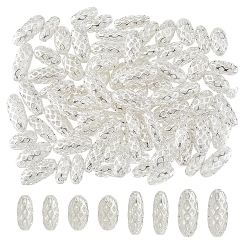 Hobbspring 80 Stück Hohle Abstandsperlen 4 Stile 925 Sterling Silber Plattierte Abstandsperlen Filigrane Reismessing Metall Abstandshalter Lose Perlen Für Die Herstellung von Schmuck Halsketten von Hobbspring