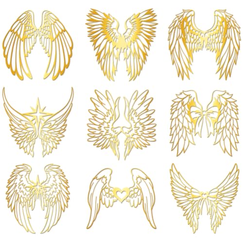 Hobbspring 9 Stück Goldene Selbstklebende Aufkleber 4x4cm Flügel Metall Aufkleber Engelsflügel Wasserfest Dekorationsaufkleber Für Sammelalben DIY Harzbasteln Handy Und Wasserflaschen Dekoration Hobbspring 9 Stück Goldene Selbstklebende Aufkleber 4x4cm Flügel Metall Aufkleber Engelsflügel Wasserfest Dekorationsaufkleber Für Sammelalben DIY Harzbasteln Handy Und Wasserflaschen Dekoration von Hobbspring