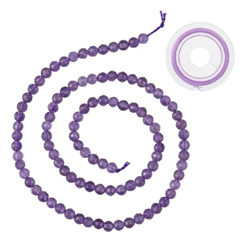 Hobbspring Perlenstränge Aus Natürlichem Amethyst 100 Stück Facettierte Edelsteinperlen 3.5mm Lila Lose Perlen Rondellperlenstrang Mit Elastischer Kristallschnur Zur Schmuckherstellung von Hobbspring