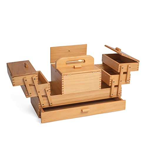 Hobby Gift Etagen-Aufbewahrungsbox aus Holz zum Nähen, Basteln und Hobby, 4 Etagen mit Schublade von Hobby Gift