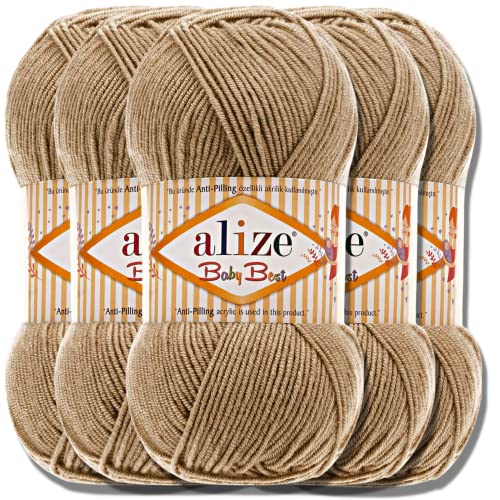 Hobby YARN Alize Baby Best Batik 5x 100g Türkische Premium Wolle Babywolle (Camel | 368) von Hobby YARN