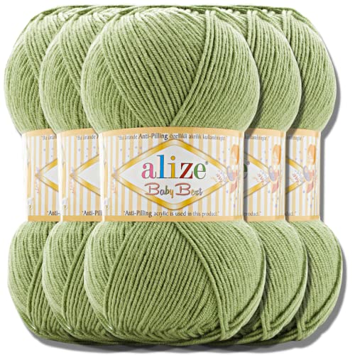 Hobby YARN Alize Baby Best Batik 5x 100g Türkische Premium Wolle Babywolle (Green | 485) von Hobby YARN