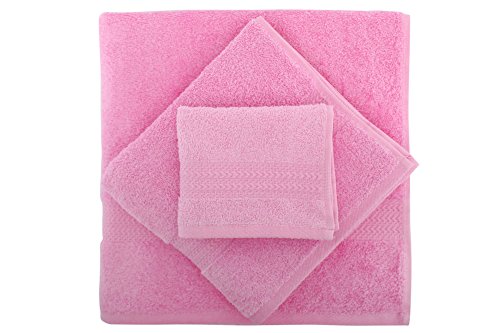 Foutastic Luxurious Pink Towel Set (3 Pieces) - 100% Cotton, 500 gr/m² | Includes Wash Towel (30x50cm), Hand Towel (50x90cm), Bath Towel (70x140cm) | Machine Washable, Gift Box Included von Hobby