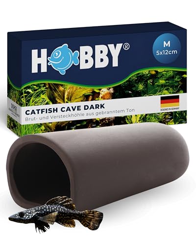HOBBY Aquaristik Catfish Cave M I 5 x 12 cm I Brut- und Versteckhöhle aus gebranntem Ton für Welse I Aquarium Dekoration I Deko Höhle für Welse, Krebse und Garnelen I natürliches Aquariumzubehör von Hobby