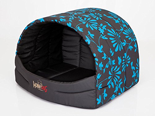 Hobbydog R4 Busnik4 Hundehütte Souffleur, Größe 4, 60x49cm, XL, Blau Blummen von Hobbydog