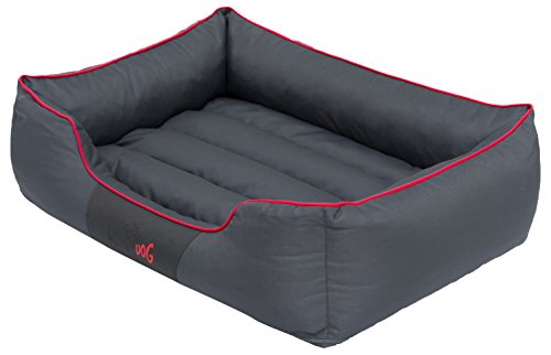 Hobbydog CORSCL12 Hundebett, Sofa, Korb Tierbett Comfort, Größe XL, 82 x 62 cm, grau mit einem roten Streifen von Hobbydog