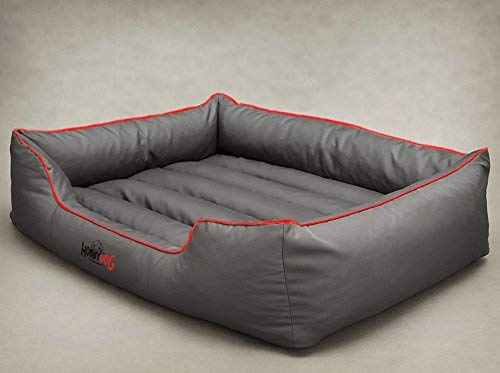 HobbyDog Hundebett Hundesofa Hundekorb Tierbett Verschiedene Größen und Farben Cordura Comfort (L - 65x50x20, 12 - grau mit rot) von Hobbydog