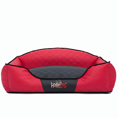 Hobbydog L ELICZP12 Dog Bed Elite L 65X50 cm Red with Black Pillow, L, Multicolored, 1.6 kg von Hobbydog