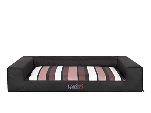 Hobbydog L VICCZP7 Dog Bed Victoria L 80X55 cm Black with Stripes, L, Black, 2.7 kg von Hobbydog