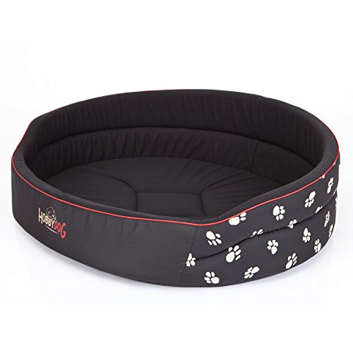 Hobbydog R1 PIACZW1 Dog Bed of Foam R1 42X30 cm Black with Paws, XS, Black, 500 g von Hobbydog