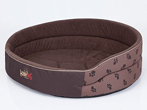 Hobbydog R1 PIAJBL3 Dog Bed of Foam R1 42X30 cm Light Brown with Paws, XS, Brown, 500 g von Hobbydog