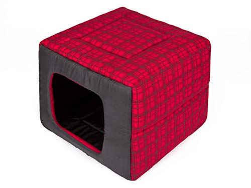 Hobbydog R2 BUTCWK5 Dog Bed Butterfly R2 43X43 cm Red with Grid, M, Red, 600 g von Hobbydog