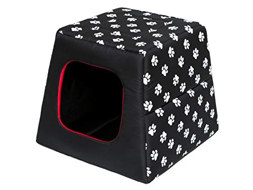 Hobbydog R2 PIRCWL1 R2 Pet Bed Pyramid Black with Paws, M, Black, 1 kg von Hobbydog