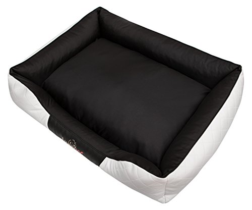 Hobbydog R5CEPBCZ5 Hundebett/Sofa/Korb Cesar Perfect Kunstleder, Kodura, weiß/schwarz, Größe R5, 125 x 98 x 25 cm von Hobbydog