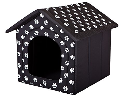 Hobbydog R6 BUDCWL2 Doghouse R6 76X72 cm Black with Paws, XXL, Black, 2.5 kg von Hobbydog