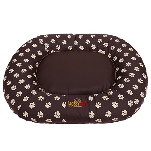 Hobbydog XL PPRBZL1 Dog Bed Pontoon XL 78X100 cm Brown with Paws, XL, Brown, 3.2 kg von Hobbydog