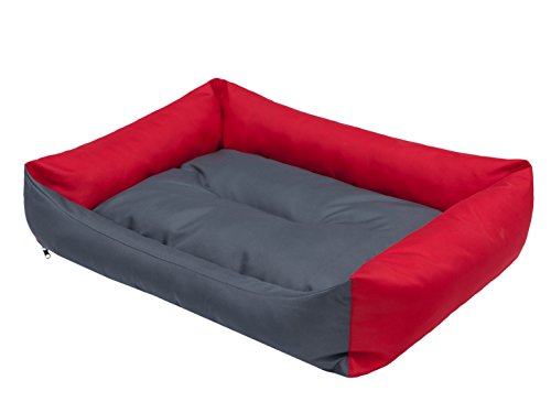 Hobbydog XXL LECSZC8 Dog Bed Eco XXL 105X75 cm Red with Grey Mattress, XXL, Multicolored, 2.75 kg von Hobbydog