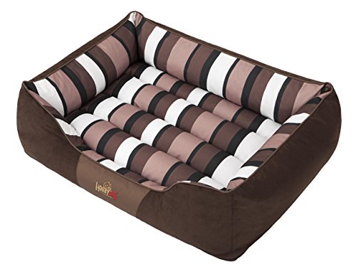 Hobbydog XXL NICCBP8 Dog Bed Nice XXL 110X90 cm Dark Brown Nubuck with Stripes, XXL, Brown, 5.8 kg von Hobbydog