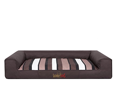 Hobbydog Haustierbett Hundeliegen Kissen Hundebett Liegen Hundekissen Bett Sofa Hundekorb Tierbett Hundesofa Hundematratze: Dunkel Braun mit Streifen, XXL - 118 x 78 cm von Hobbydog