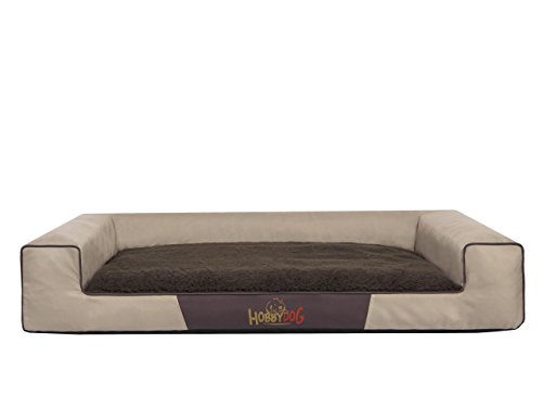 Hobbydog XXL VIEBZB4 Dog Bed Victoria Exclusive XXL 118X78 cm Beige with Brown Mattress, XXL, Multicolored, 5.8 kg von Hobbydog