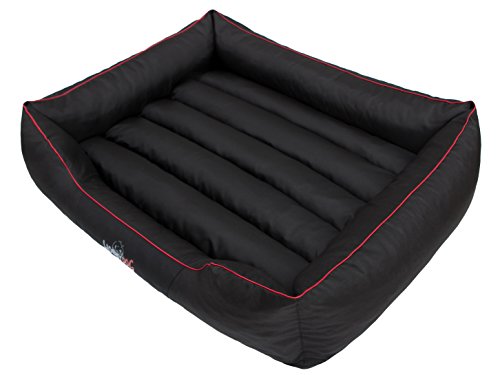 Hobbydog CORCCL3 HundeBett, Sofa, Korb, Tierbett Comfort, Größe XXL, 108 x 88 cm, schwarz mit einem roten Streifen von Hobbydog
