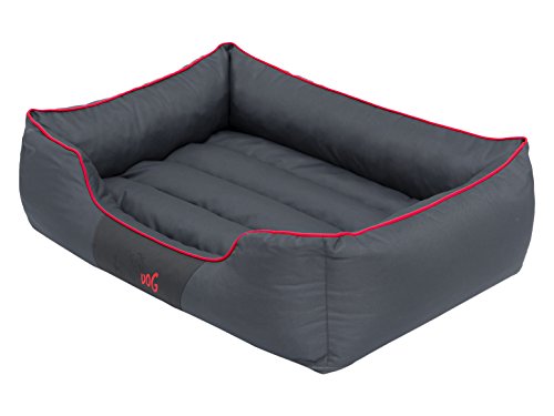 Hobbydog CORSCL12 Hundebett Hundesofa Hundekorb Tierbett Comfort, L, 65 x 50 cm, grau mit einem roten Streifen von Hobbydog