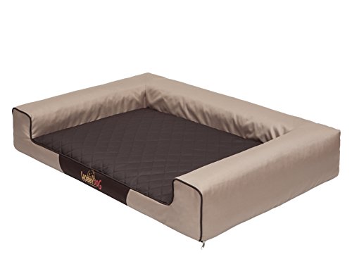 Hobbydog L VICBEB4 Eckig Hundebett, Victoria Katzenbett Schlafplatz, beige mit braun von Hobbydog