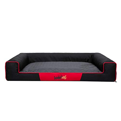 Hobbydog L VICCGM3 Eckig Hundebett, Victoria Katzenbett Schlafplatz, schwarz mit grau von Hobbydog