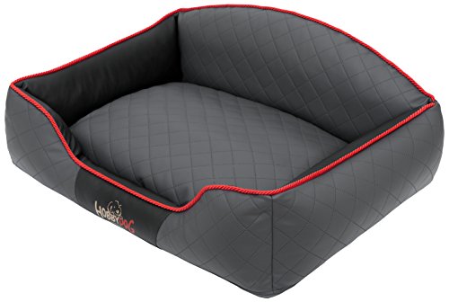 Hobbydog LELIGRC9 Hundebett/Sofa/Korb Elite mit Kunstleder, Graphit/schwarz, L 65 x 50 x 24 cm von Hobbydog