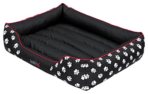 Hobbydog PRELCZ1 Hundebett Hundesofa Hundekorb Tierbett Prestige, Größe L, 65 x 50 cm, schwarz mit Pfoten von Hobbydog